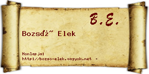 Bozsó Elek névjegykártya